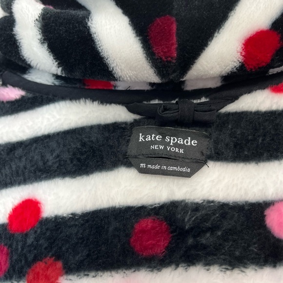 Kate Spade NY Polka Dot Striped Fleece Robe Size M - Picture 12 of 12